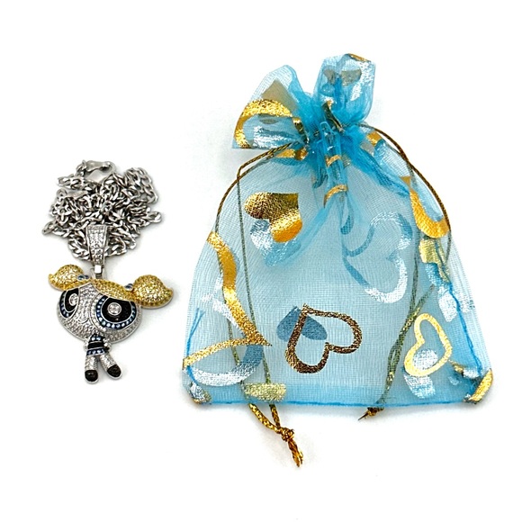 Iced Out 925 Sterling Silver 3D PowerPuff Girls Bubbles Necklace - Picture 11 of 12